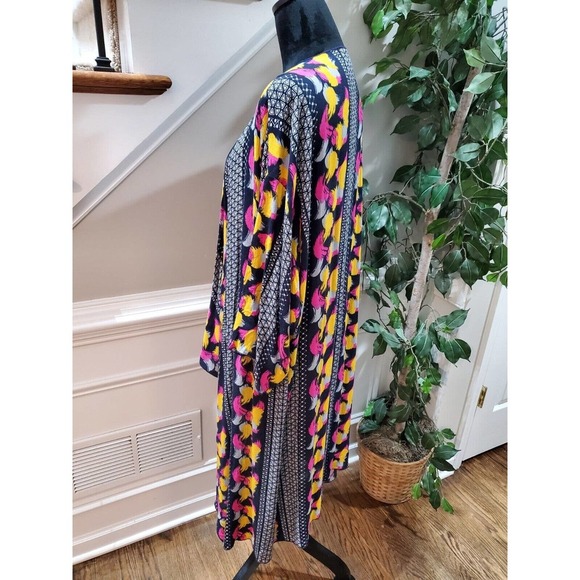 Multicolor Women's 100% Rayon Long Sleeve Casual Open Front Long Kimono Large - Picture 7 of 10
